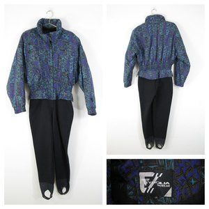 Vintage Tyrolia Skiwear By Head Green Purple One Piece Snowsuit Ski Suit 14